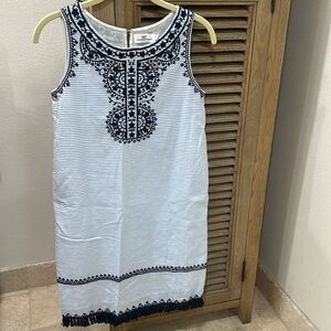 Vineyard Vines Cotton Embroidered Seersucker Summer Dress